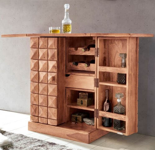 Barschrank >WL1.736< in Akazie, Massivholz - 65x91x50cm (BxHxT)