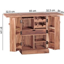 Barschrank >WL1.736< in Akazie, Massivholz - 65x91x50cm (BxHxT)