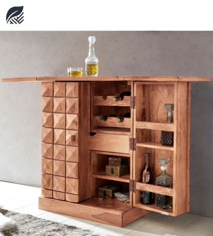 Barschrank >WL1.736< in Akazie, Massivholz - 65x91x50cm (BxHxT)