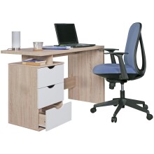 Schreibtisch >MASSA< in Eiche Dekor / weiss - 120x76x53cm (BxHxT)