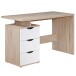 Schreibtisch >MASSA< in Eiche Dekor / weiss - 120x76x53cm (BxHxT)