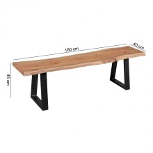 Sitzbank >GAYA< in Akazie, Massivholz - 160x45x40cm (BxHxT)