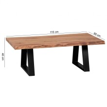 Couchtisch >GAYA< in Akazie, Massivholz - 115x40x60cm (BxHxT)