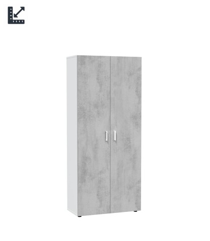 Mehrzweckschrank >Tidy< in Weiß / Beton Grau - 80x182x37 (BxHxT)