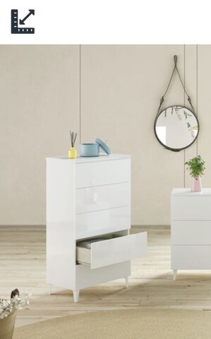 Kommode >Loft< in weiß glänzend - 61x117x40 (BxHxT)