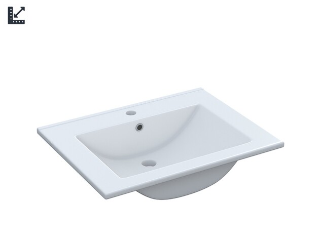 Waschbecken >Keramik 60< in Weiß, Keramik - 61x16x46cm (BxHxT)