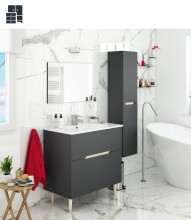 Badezimmer-Set >LOTTO< in Anthrazit-Grau/Eiche -...