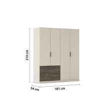 Drehtürenschrank >Koda< in champagner / Atlantic Oak dunkel - 181x210x54 (BxHxT)