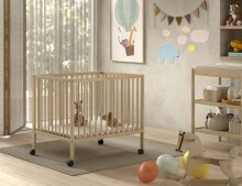 Beistellbett >Dino< in natur lackiert, Buche massiv - 80x89,5x99,4cm (BxHxT)