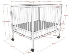 Beistellbett >Dino< in weiß lackiert, Buche massiv - 80x89,5x99,4cm (BxHxT)