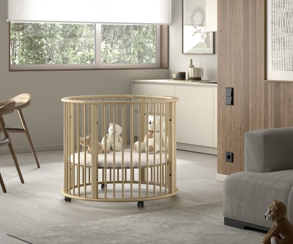 Babybett >Dino< in Natur, Buche massiv - 85,5x98,5cm (HxD)