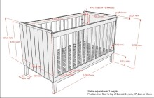 Babybett >Sezane< in Clay/Kiefer Nussbaum, MDF und Kiefer - 145x85x76cm (BxHxT)