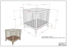 Babybett >Sezane< in Farbe Nussbaum / Clay, MDF / Kiefer - 100x91,5x80cm (BxHxT)