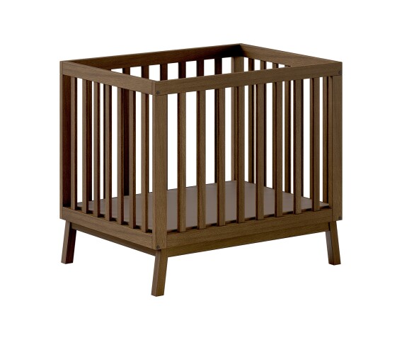 Babybett >Sezane< in Farbe Nussbaum, Kiefer massiv - 100x91,5x80cm (BxHxT)