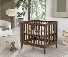 Babybett >Sezane< in Farbe Nussbaum, Kiefer massiv - 100x91,5x80cm (BxHxT)