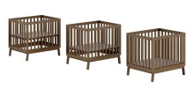 Babybett >Sezane< in Farbe Nussbaum, Kiefer massiv - 100x91,5x80cm (BxHxT)