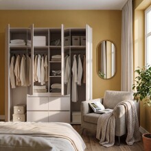 Drehtürenschrank >LISSON< in Sand - 177,5x193,7x60cm (BxHxT)