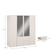 Drehtürenschrank >LISSON< in Sand - 177,5x193,7x60cm (BxHxT)