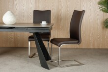 Freischwinger >Muvo I< (1-stk.) 130kg, Edelstahl, Kunstleder braun - 43x103x52cm (BxHxT)