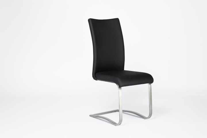 Freischwinger >Muvo II< (1-stk.) 130kg, Edelstahl, Echtleder schwarz - 43x103x52cm (BxHxT)