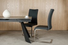 Freischwinger >Muvo II< (1-stk.) 130kg, Edelstahl, Echtleder schwarz - 43x103x52cm (BxHxT)