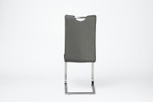 Freischwinger >Kerrin< (1-stk.) 140kg, Edelstahl, Echtleder grau - 45x102x58 (BxHxT)