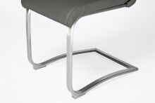 Freischwinger >Kerrin< (1-stk.) 140kg, Edelstahl, Echtleder grau - 45x102x58 (BxHxT)