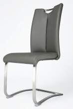 Freischwinger >Kerrin< (1-stk.) 140kg, Edelstahl, Echtleder grau - 45x102x58 (BxHxT)