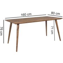 Esstisch >REPA< in Sheesham, Massivholz - 160x76x80cm (BxHxT)