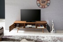 Lowboard >REPA< in Sheesham+Schwarz, Massivholz - 140x45x25cm (BxHxT)