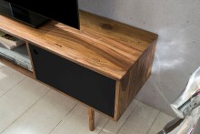 Lowboard >REPA< in Sheesham+Schwarz, Massivholz - 140x45x25cm (BxHxT)