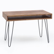 Schreibtisch >BAGLI< in Sheesham / schwarz - 110x76x60 (BxHxT)