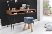 Schreibtisch >BAGLI< in Sheesham / schwarz - 110x76x60 (BxHxT)