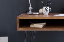 Schreibtisch >BAGLI< in Sheesham / schwarz - 110x76x60 (BxHxT)