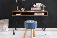 Schreibtisch >BAGLI< in Sheesham / schwarz - 110x76x60 (BxHxT)