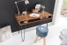Schreibtisch >BAGLI< in Sheesham / schwarz - 110x76x60 (BxHxT)