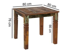 Esstisch >KALKUTTA< in Mango, Massivholz - 80x76x80cm (BxHxT)
