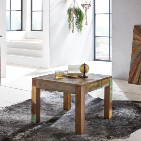 Couchtisch >KALKUTTA< in Mango-Bunt, Massivholz - 60x47x60cm (BxHxT)