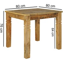 Esstisch >WL5.077< in Mango, Massivholz - 80x76x80cm (BxHxT)