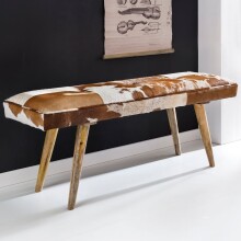 Sitzbank >WL5.103< in Naturfell-Echtleder / Mango - 120x52x40 (BxHxT)
