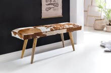 Sitzbank >WL5.103< in Naturfell-Echtleder / Mango - 120x52x40 (BxHxT)