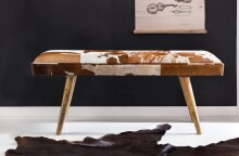 Sitzbank >WL5.103< in Naturfell-Echtleder / Mango - 120x52x40 (BxHxT)