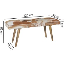Sitzbank >WL5.103< in Naturfell-Echtleder / Mango - 120x52x40 (BxHxT)