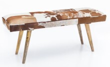 Sitzbank >WL5.103< in Naturfell-Echtleder / Mango - 120x52x40 (BxHxT)