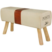 Sitzbank >CANVAS< in Beige-Braun, Bezugsstoff / Massivholz - 91x51x30cm (BxHxT)