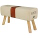 Sitzbank >CANVAS< in Beige-Braun, Bezugsstoff / Massivholz - 91x51x30cm (BxHxT)
