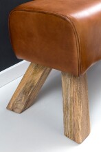 Sitzbank >WL5.105< in Braun, Echtleder / Massivholz - 90x43x30cm (BxHxT)