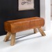 Sitzbank >WL5.105< in Braun, Echtleder / Massivholz - 90x43x30cm (BxHxT)