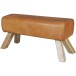 Sitzbank >WL5.105< in Braun, Echtleder / Massivholz - 90x43x30cm (BxHxT)