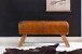 Sitzbank >WL5.105< in Braun, Echtleder / Massivholz - 90x43x30cm (BxHxT)